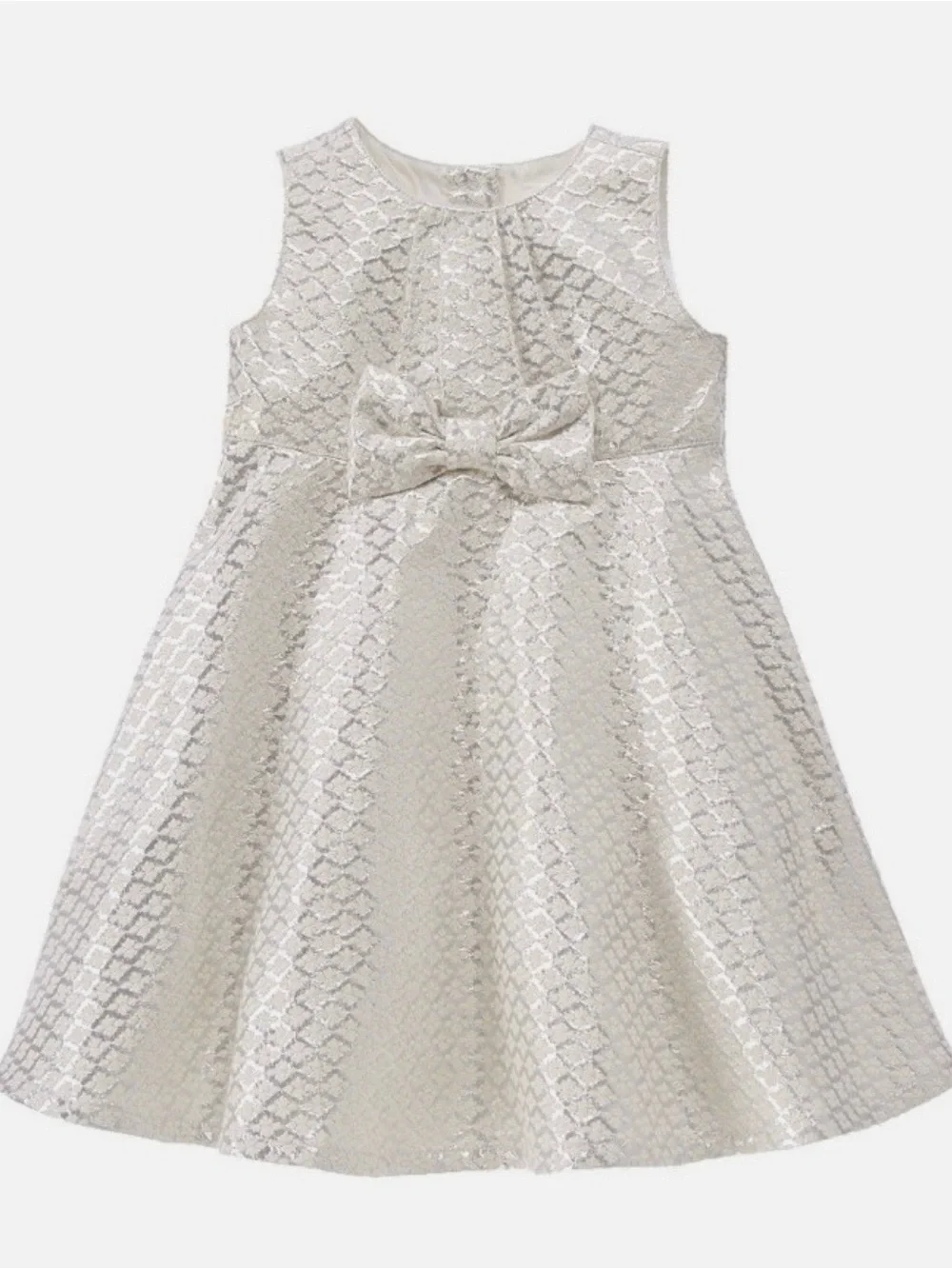 GYMBOREE SAVANNAH SILVER  FOIL JACQUARD PARTY DRESS SZ 3 EUC